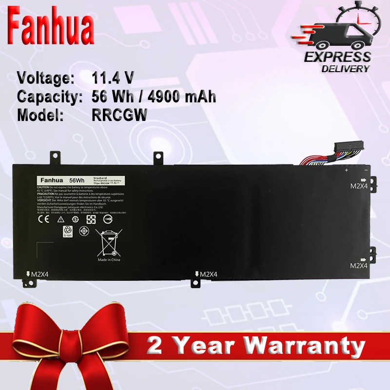 

Fanhua RRCGW Laptop Battery for Dell XPS 15 9550 Precision 5510 Series M7R96 62MJV 11.4V 56Wh 4900mAh New Replacement Battery