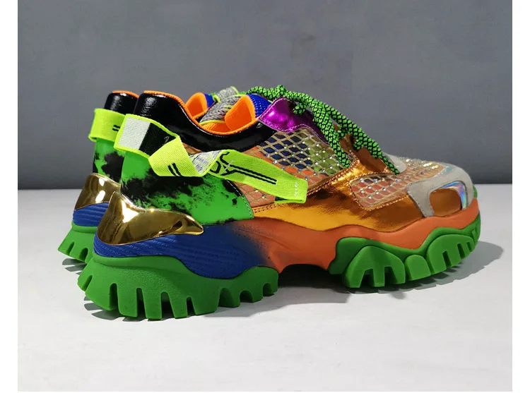 

Colorful Mesh Daddy Shoes Women Summer New Graffiti Thick Bottom Breathable Trend Leather Personality Casual Sneakers