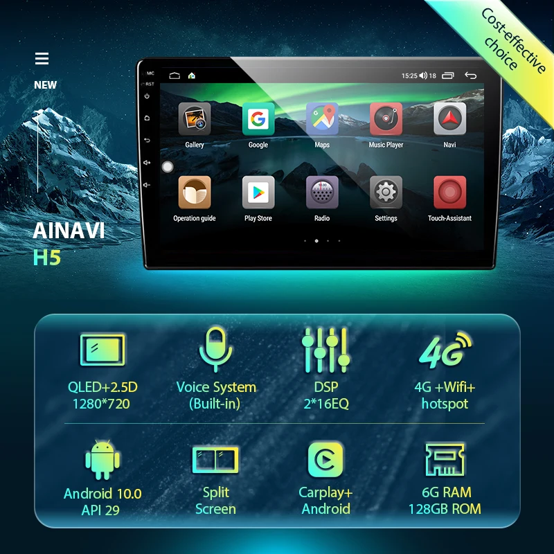 Ainavi Android 10 0 автомобильный радиоприемник 8 ядер QLED для Volkswagen Golf 6 2008-2016