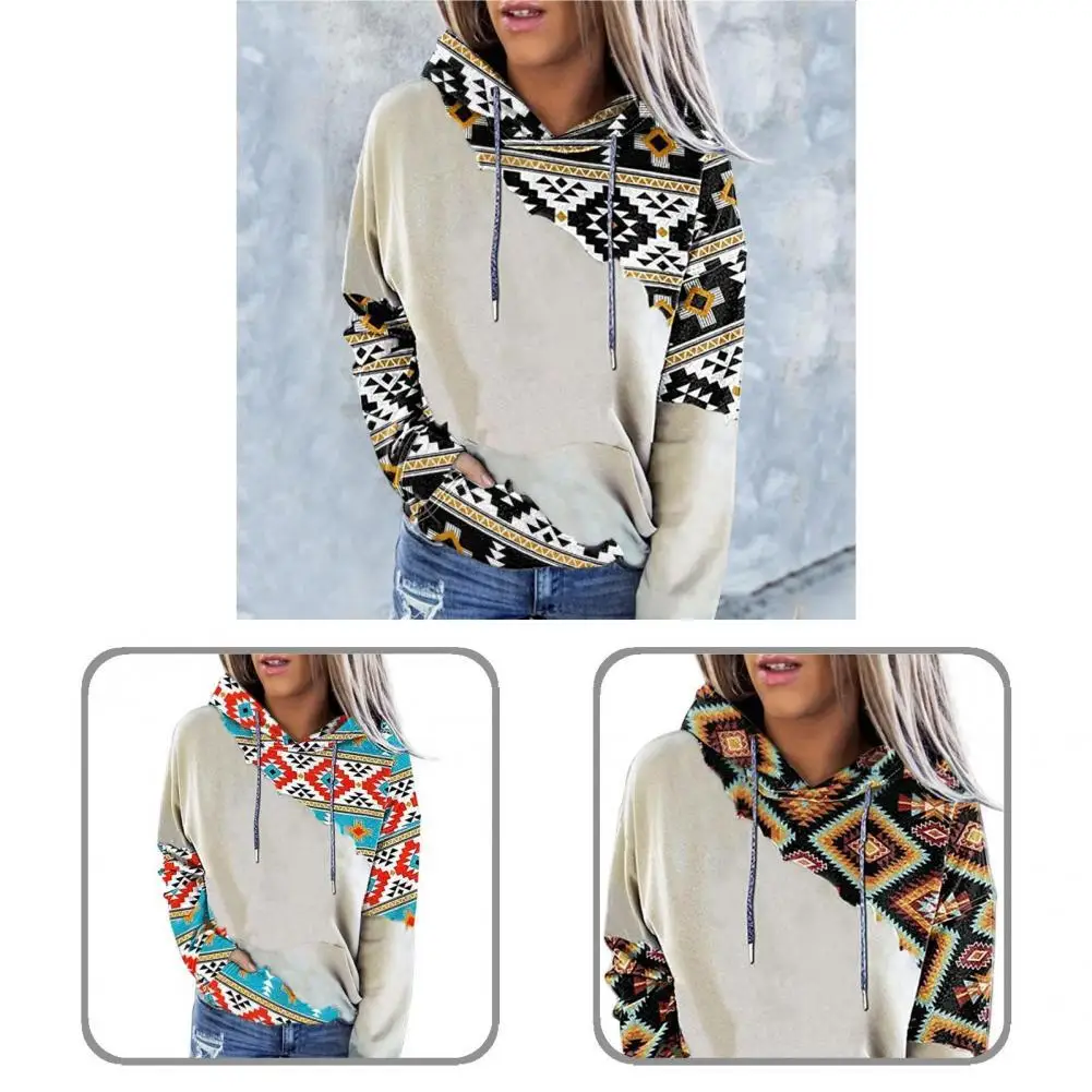 

Long Sleeve Vintage Style All Match Drawstring Pullover Tops for Daily Wear