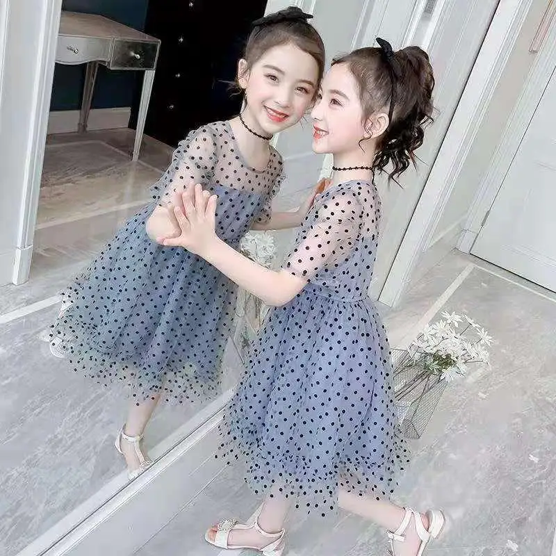 

Girls Mesh Dresses Summer 2021 Baby Party Dress Kids Girl Birthday Polka Dot Vestidos Girl Princess Dress Girl Clothes
