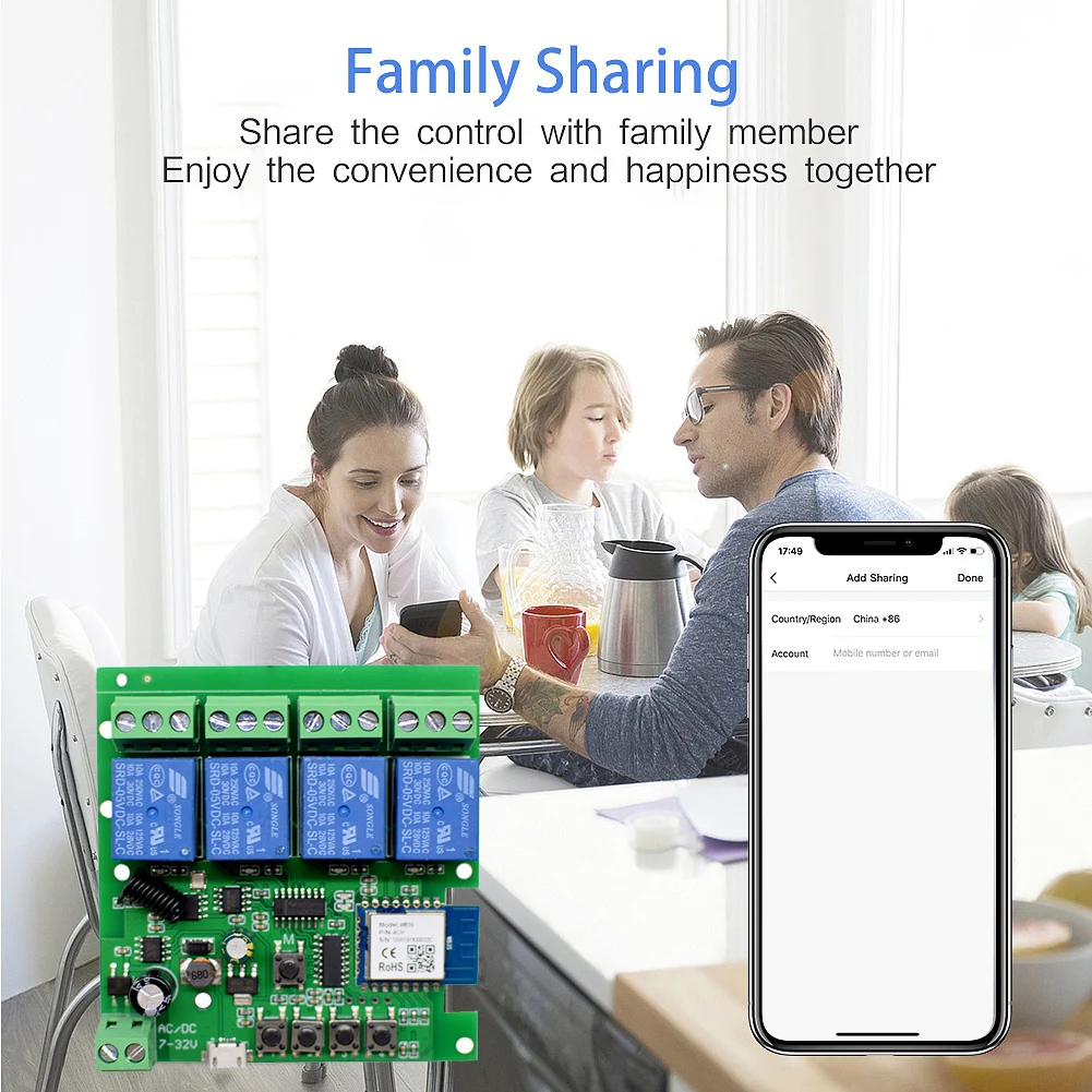 

Tuya Smart USB 5V 7-32V DIY 1/4 Channel Jog Inching Self-Locking WIFI Wireless Switch, APP Remote Control Compatible with Alexa