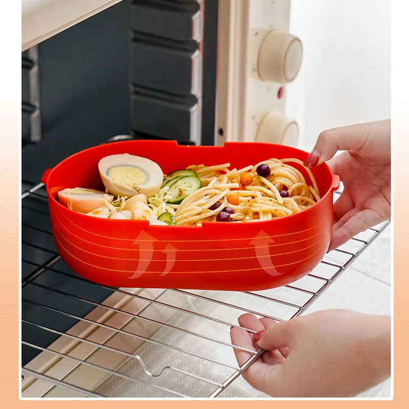 Картонная ланч-бокс для детей в школу, пластиковый контейнер для еды с подогревом в микроволновой печи, офисная обеденная коробка с приборами.