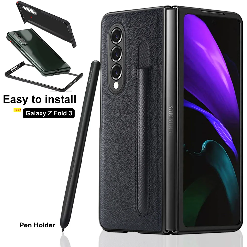 

Тонкий чехол из искусственной кожи для S Pen Fold Edition Samsung Galaxy Z Fold 3, чехол с держателем для ручек, чехол для Galaxy Z Fold 3 S