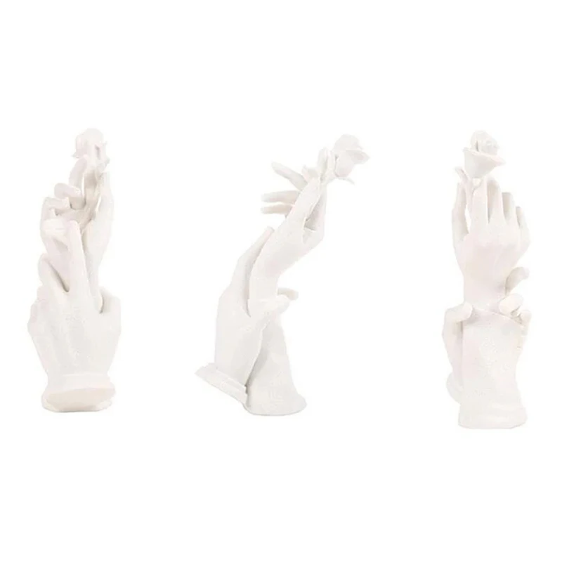 

Resin Sculpture Ring Hand Mold Jewelry Display Ring Holder Bracelet Necklace Showing Statue for Office Living Room Decor