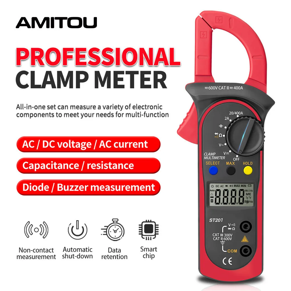 AMITOU ST201 индикатор напряжения клещи профисионал цифровой токовые ac dc multimeter