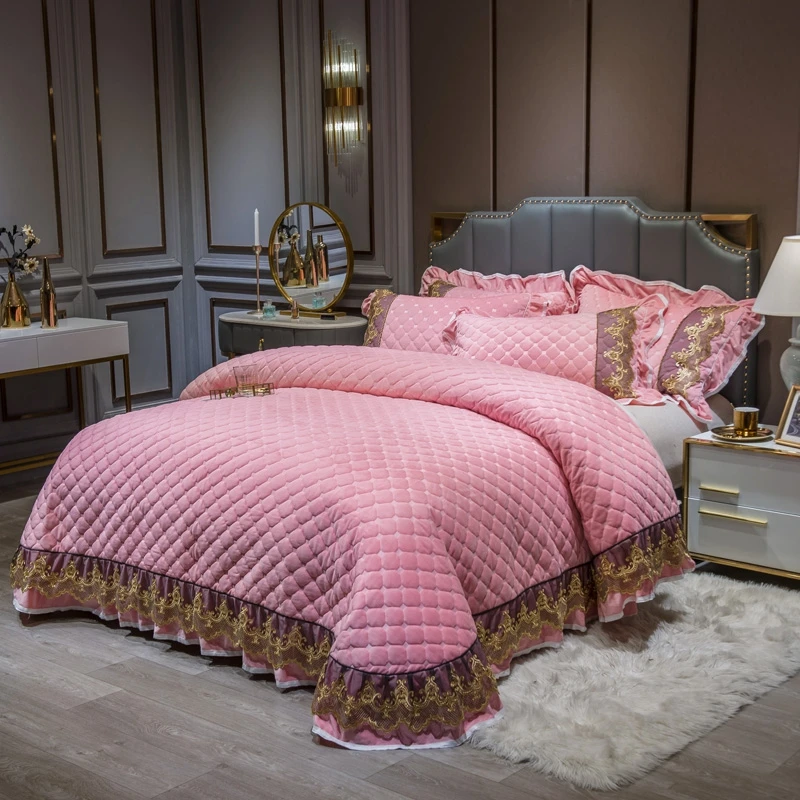 Новый роскошный розовый плотный бархатный фланелевый флисовый стеганый Золотой