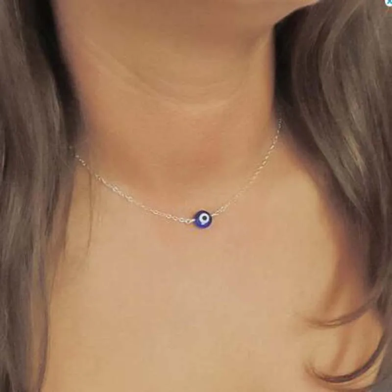 Простое Ожерелье чокер с голубыми глазами из Турции новинка бижутерия массивные