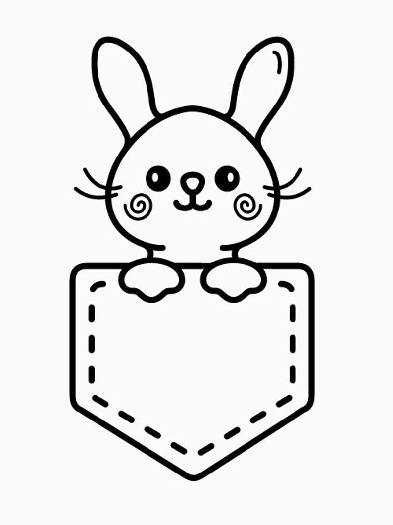 

Bunny in Pocket - T-shirt Shirt Cute Animal Spring Season Rabbit Unisex Shirts Clothing Clothes Image Drawing Farm Zoo-J797