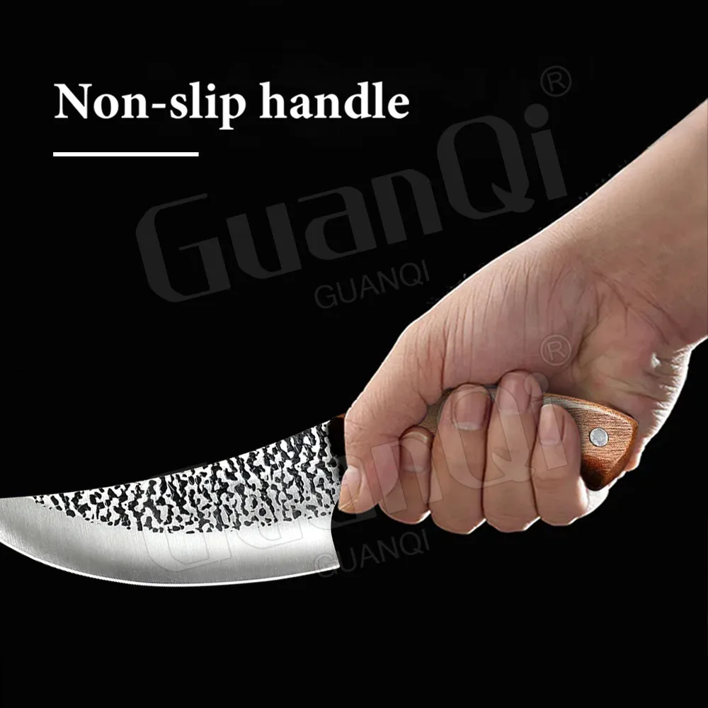 Кованый кухонный нож ручной работы из нержавеющей стали с деревянной ручкой