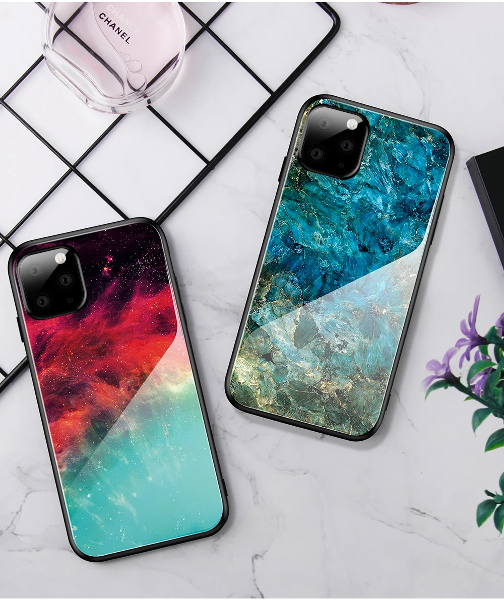 Eqvvol чехол из закаленного стекла с градиентом для iPhone 11 Pro MAX X XS XR, чехол с изображением звездного неба для iPhone 7, 8 Plus, 6, 6 S, цветные Чехлы, чехол