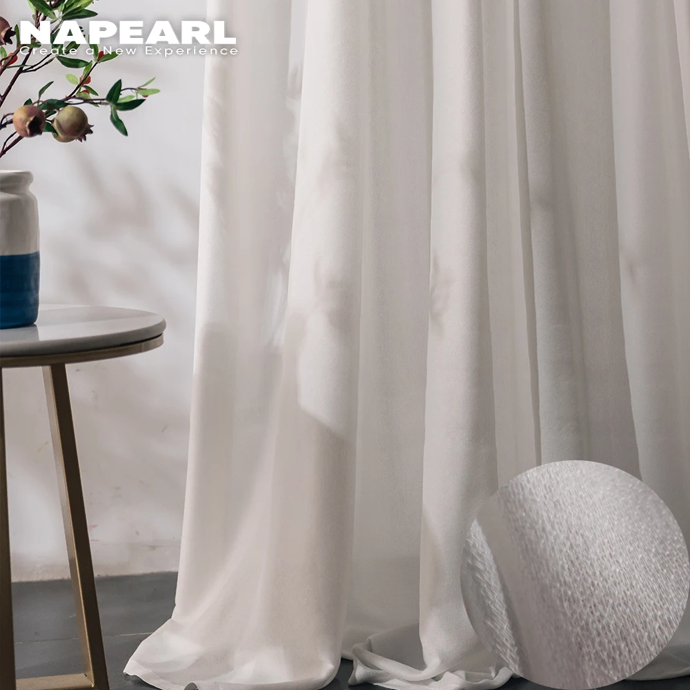 

NAPEARL White Tulle Curtain For Living Room The Bedroom Modern Solid Color Voile Curtains Finished Window Sheer Curtains Panel