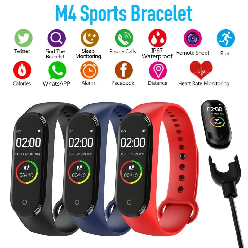 

M4 Smart Digital Watch Bracelet For Women Men Heart Rate Monitoring Running Pedometer Calorie Counter Health Sports Tracker Band