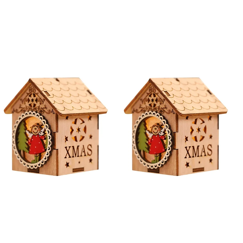 Светодиодный светильник деревянный дом милая Рождественская елка подвесные