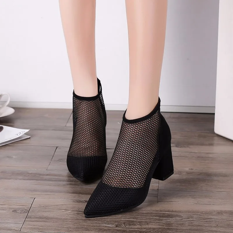 Женские босоножки на высоком каблуке SLHJC сандалии дышащие сетчатые короткие