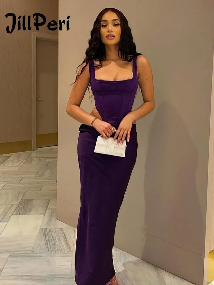 Новый атласный корсет JillPeri укороченный топ и платье миди с разрезом повседневные