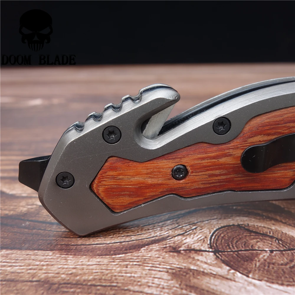 Быстрооткрывающиеся ножи с лезвием 205 мм 5CR15MOV складной нож деревянной ручкой