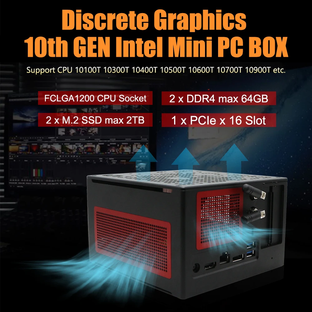 DIY мини-компьютер Intel Core i3 10100T i5 10600T Настольный игровой ПК Windows 10 OS HDMI DP 4K 60 Гц PCIE * 16