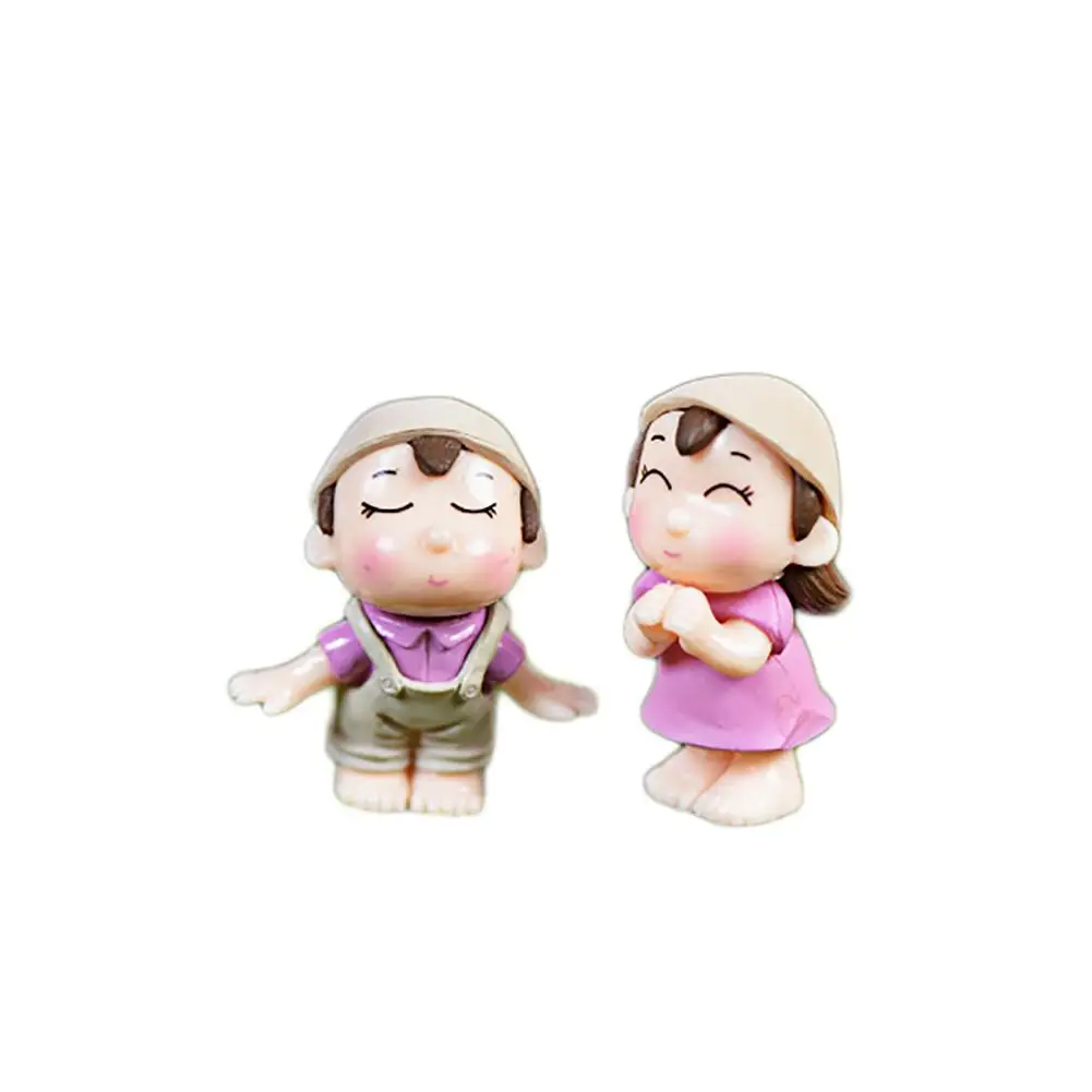

2Pcs Boy Girl Kids Couple Miniature Ornament Craft DIY Landscape Dollhouse Decor