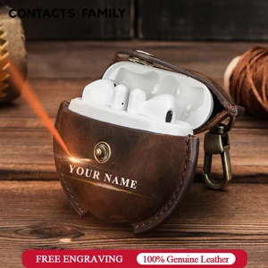 genuine leather case for huawei freebuds 3 4 earphone protective cover huawei wireless bluetooth headset accessories with hook free global shipping