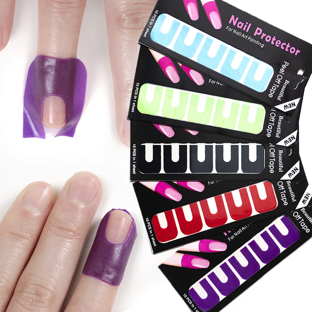 

1/3 Sheet Anti-Splash Protection U-Shaped Finger Cover Stickers Stripping Tape Nails Creative Protection Nail Polish Stickers