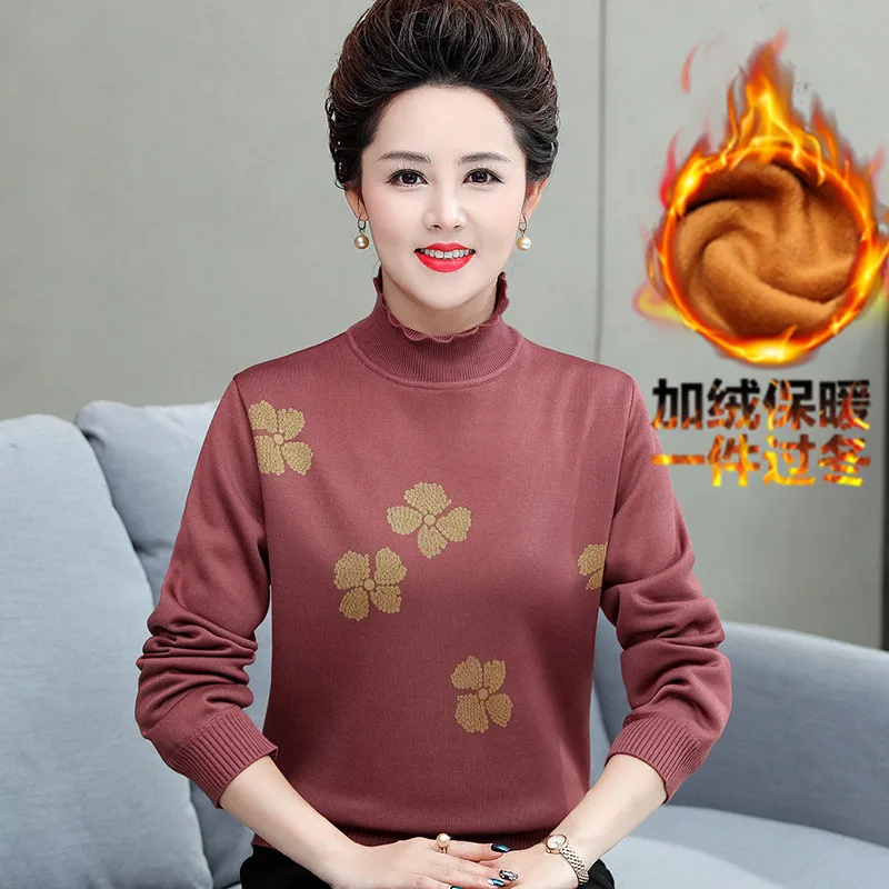 

2020 зимний свитер для женщин среднего возраста; Женские Теплый свободный женский свитер, вязаный свитер, для женщины и для мамы, свитер из плотного вельвета, A30