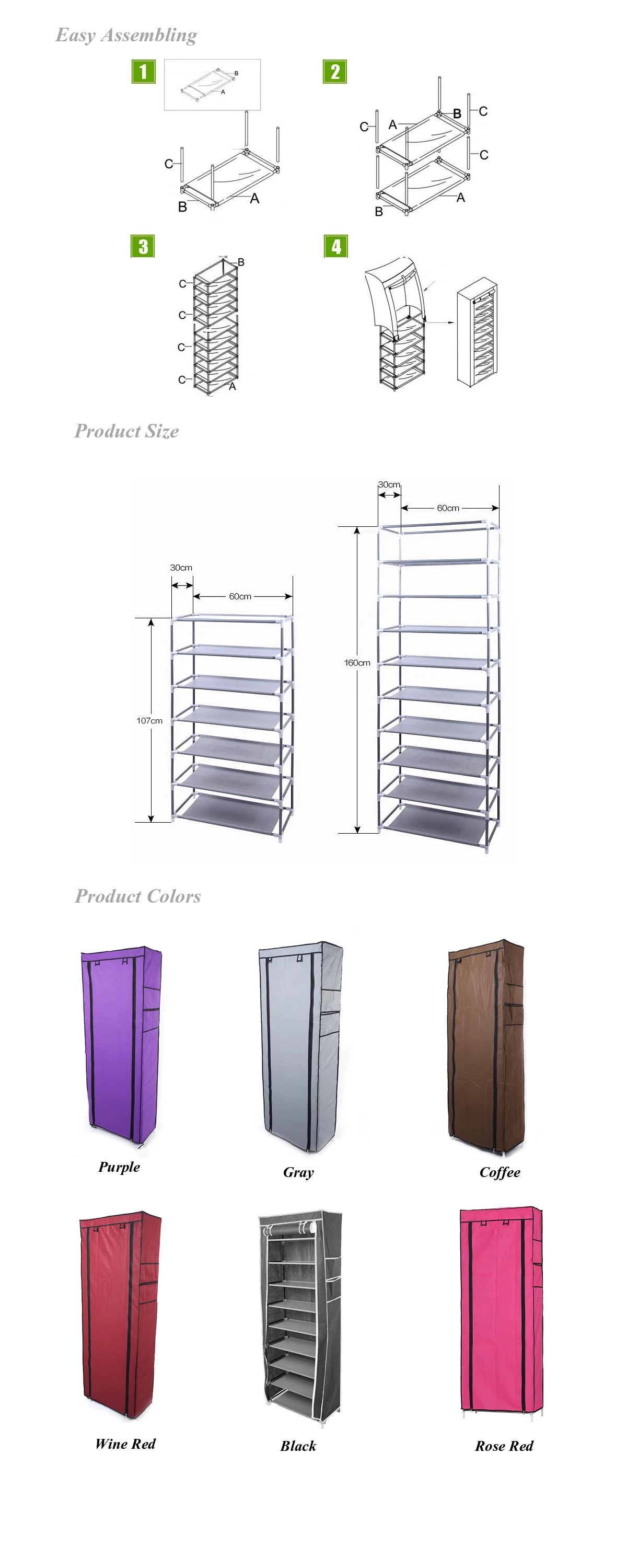 

9 Lattices Shoe Rack Shelf Tower Nonwoven Fabric Shoe Organizer Storage Cabinet for Shoes Saving Space Shelving