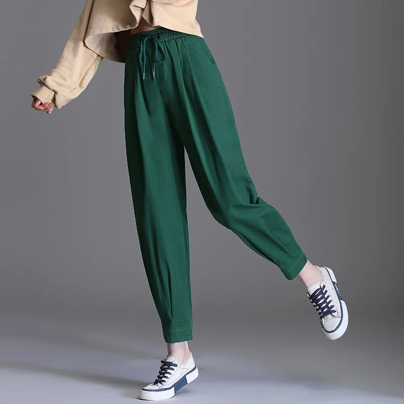 Daddy Pants Women's Cropped Casual Cotton Harem Fashionable Loose Wide-Leg Baggy Fashion | Женская одежда