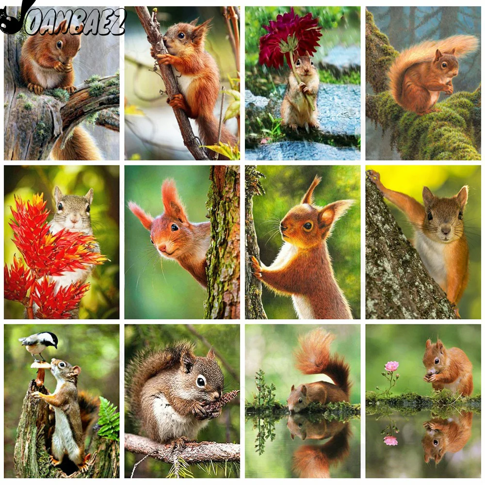 

Lively Squirrel Diamond Painting 5D Diy Wall Art Cute Animal Embroidery Mosaic Room Home Decoration Accessories