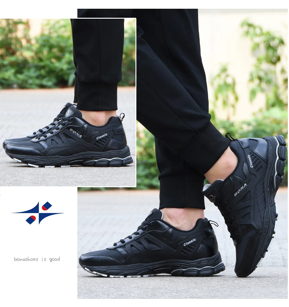 BONA/Новинка года; дизайнерская мужская обувь для бега; zapatillas hombre Deportiva; высокие мужские кроссовки для бега; прогулочная обувь