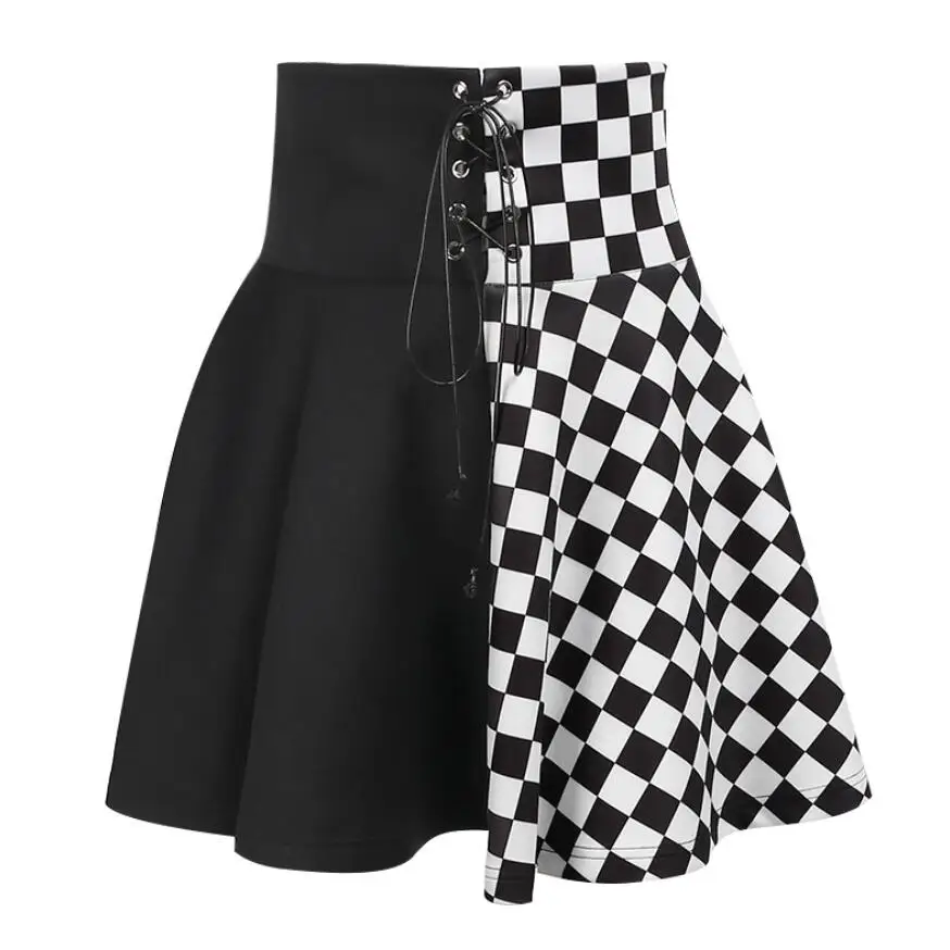 

Женская мини-юбка в готическом стиле Goth, с высокой талией, трапециевидной формы, вечерние, в стиле панк, черного цвета