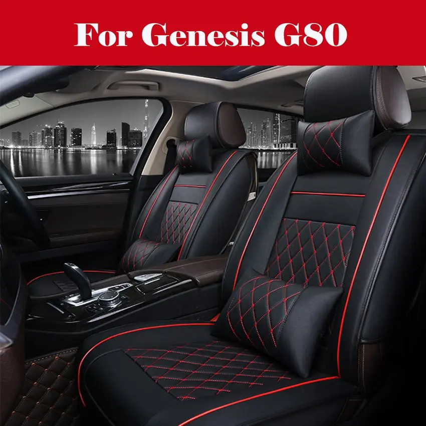 

Car Seat Cover 5-Sits PU Leather Front Rear Set Universal Auto Accessories Four Seasons Car Seat Cover Cushion For Genesis G80