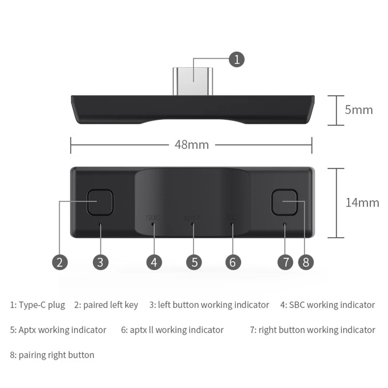 VAORLO CSR Typc-C Bluetooth аудио передатчик для Nintendo Switch PS4 AtpX/AptXLL с низкой задержкой