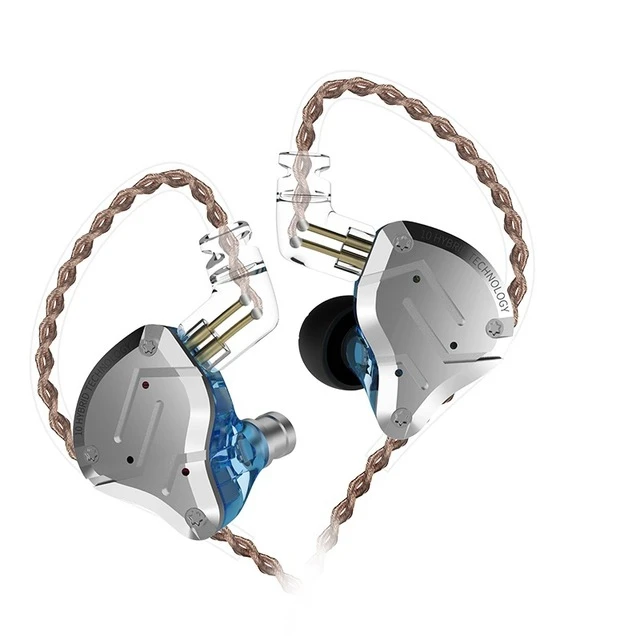blue no mic KZ ZS10 PRO 1DD 4BA HIFI металлическая гарнитура, гибридные наушники в ухо, спортивные наушники с шумоподавлением - Цвет: blue no mic