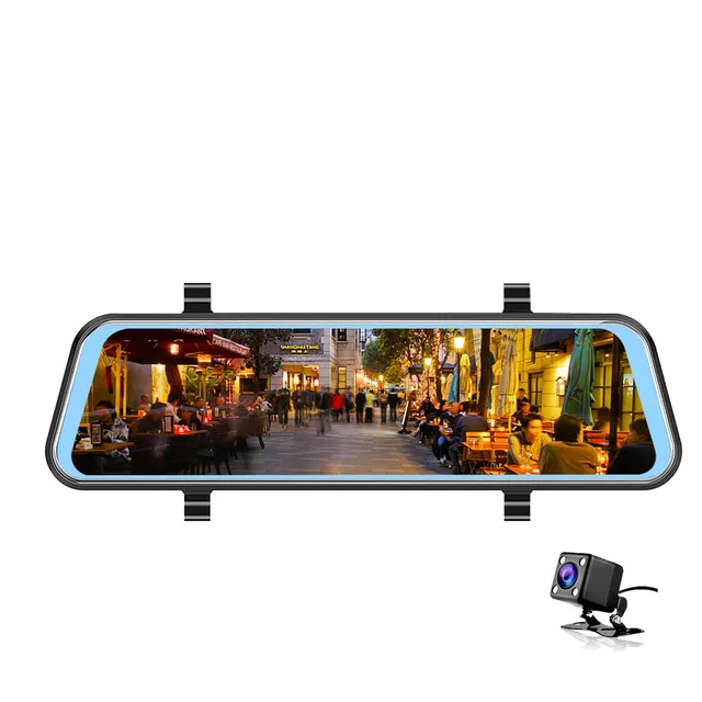 Dual lens DVR TAVIN 10 дюймов сенсорный экран видеорегистратор двойной объектив зеркало заднего вида Автомобильный видеорегистратор камера Full HD 1080P ночное видение зарегистрированный видеорегистратор - Название цвета: Dual lens DVR