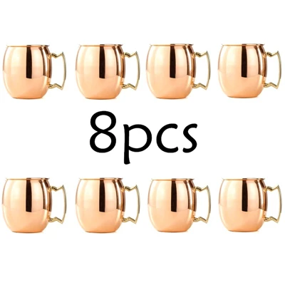 8Pcs Copper2 8 шт. 550 мл 304 урна из нержавеющей стали тип Москвой кружка обитый кованой медью Пивная Кружка Пивная кружка стакан для воды - Цвет: 8Pcs Copper2
