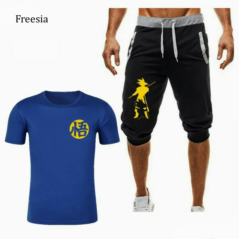 Мужская футболка с короткими рукавами Повседневная Толстовка принтом и брюки