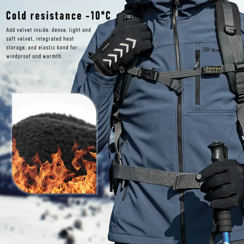 

Autumn Winter Men Women's Cycling Gloves Full Finger Touch Screen OSports Gloves Bike Bicycle Gloves with Reflective Arrow Sign