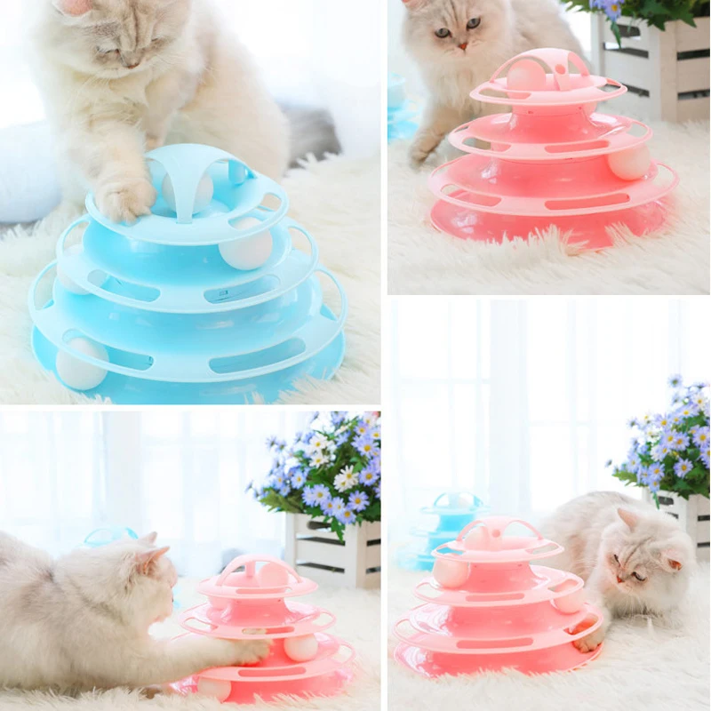 

3/4 Levels Pet Cat Toy Training Amusement Plate Kitten Tower Tracks Disc Cat Intelligence Amusement Triple Disc tumbler