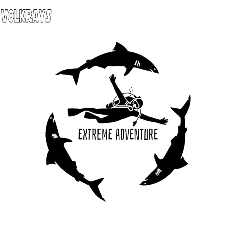 

Модная Автомобильная наклейка Volkrays, аксессуары для дайвинга, экстремальных приключений, спорта, дайвинга, моря, морских акул, светоотражающ...