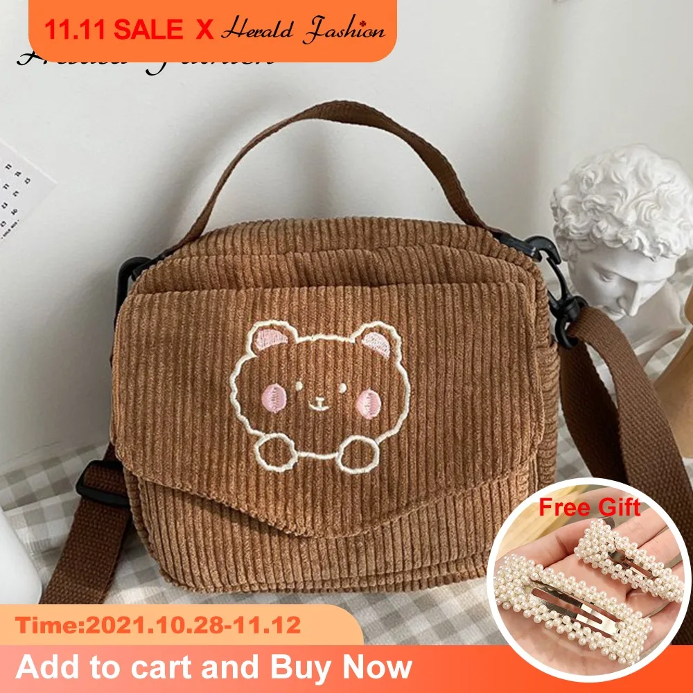 

Вельветовая женская сумка через плечо с милой собакой, маленький Повседневный мессенджер для студенток, винтажный Дамский кошелек для теле...