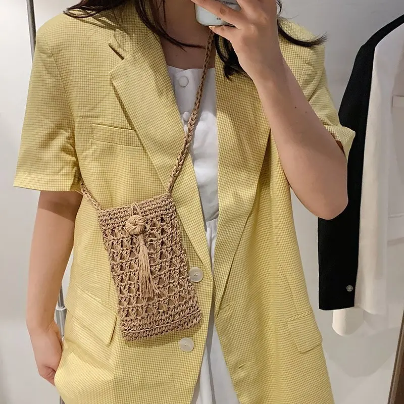 

ATLI New Fashion Braided Straw Shoulder Bags for Women 2021 New Summer Crossbody Bag Small Designer Women Travel Messenger Bag