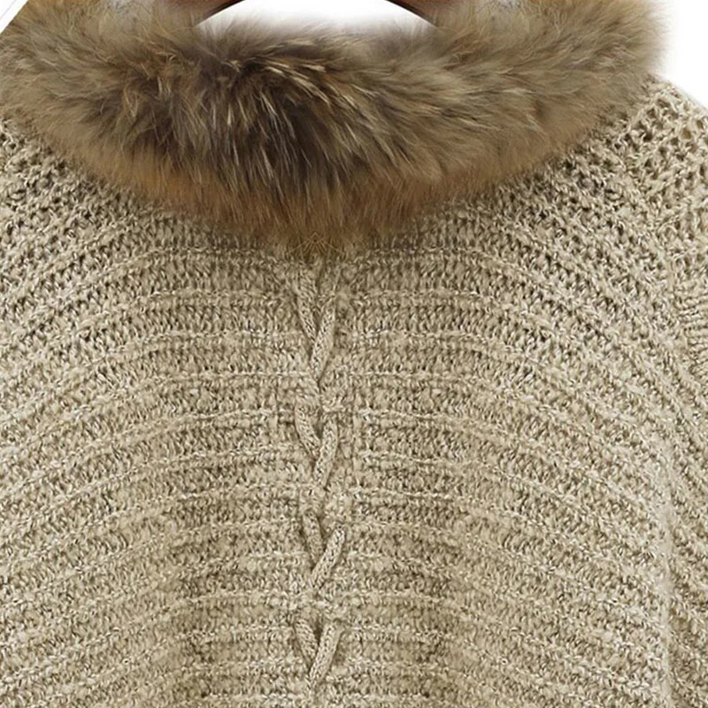 

Fur Collar coats women Knitted clothes Oversized Loose Windbreaker office Sweater woman tops