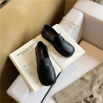 

Square Toe Shoes Woman Flats Loafers With Fur Casual Female Sneakers Shallow Mouth Autumn Oxfords Slip-on All-Match Dress New Ro