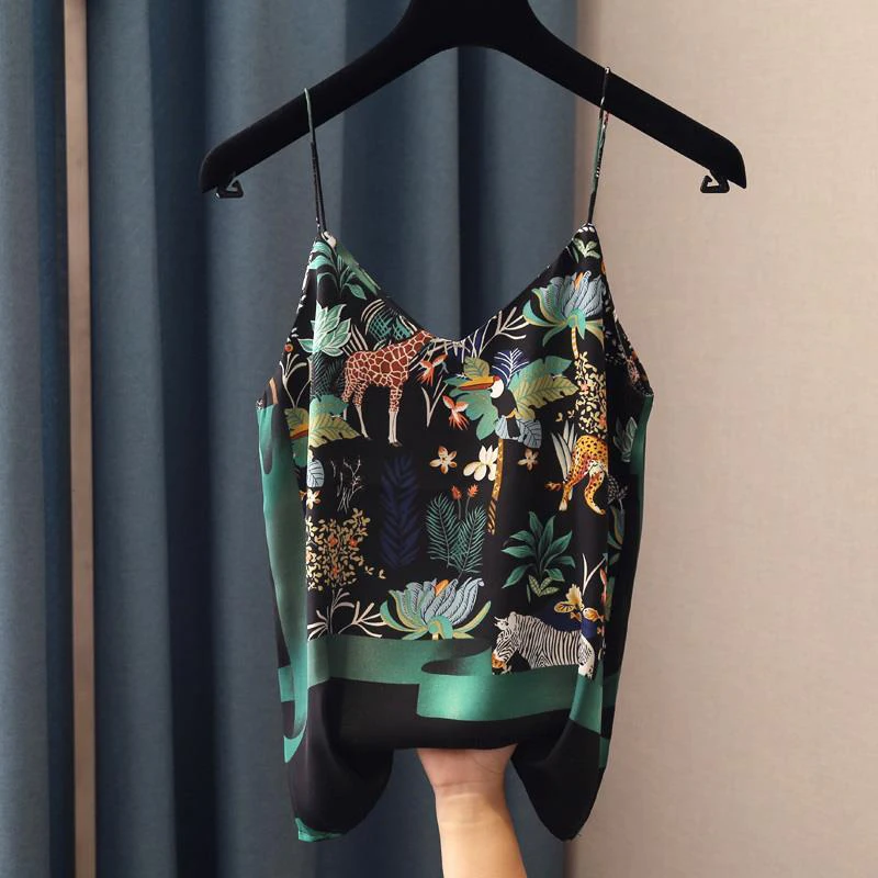 Женский шифоновый топ на бретелях-спагетти Привлекательный Топ с винтажным