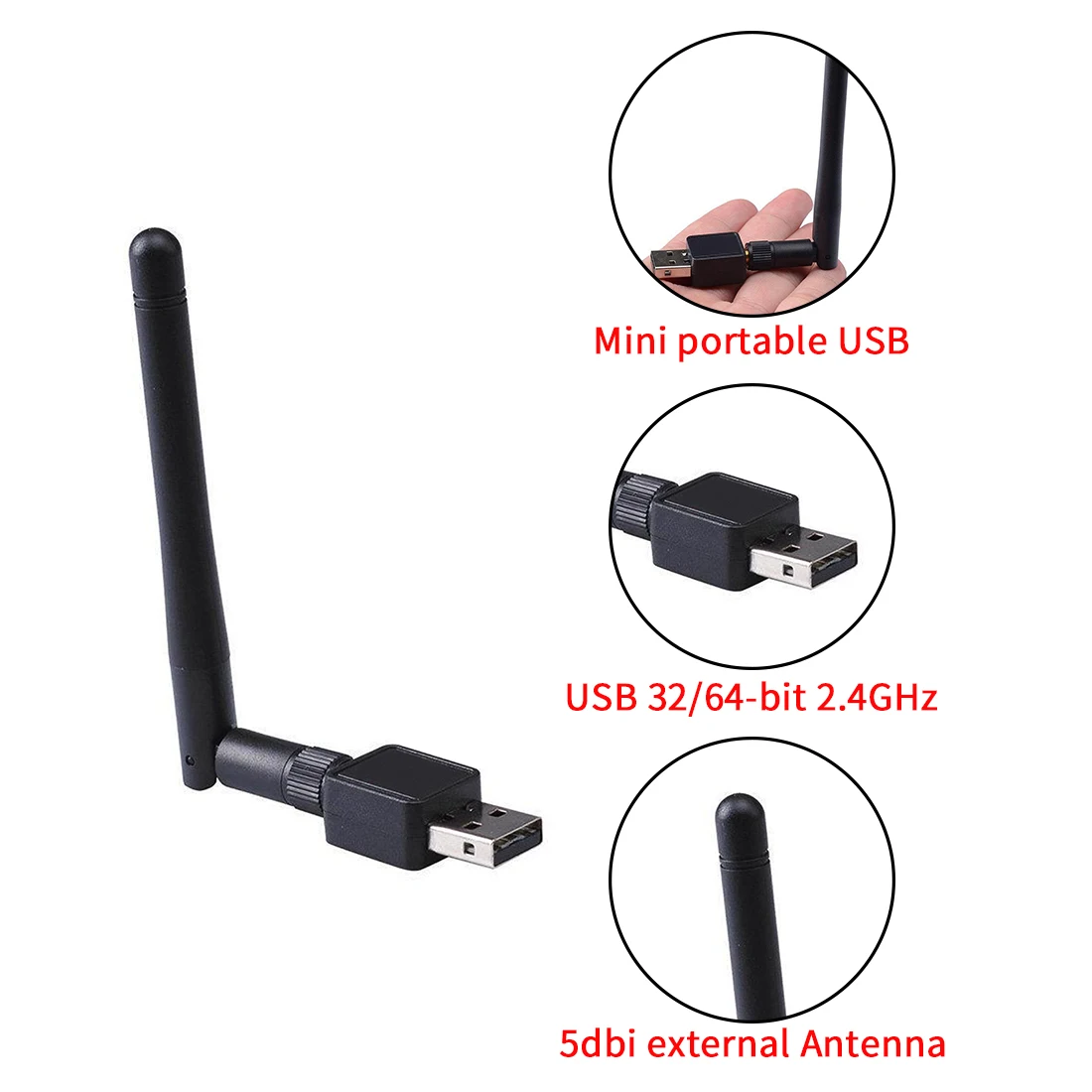 

New 5DBI USB Wireless WiFi Adapter Dongle Network LAN Card receiver mini 802.11N mobile laptop wifi adapter wiht Antenna