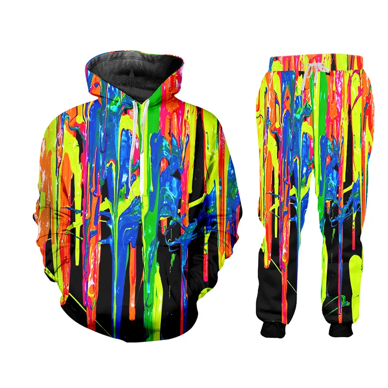 Мужской спортивный костюм UJWI яркие радужные толстовки с капюшоном на молнии