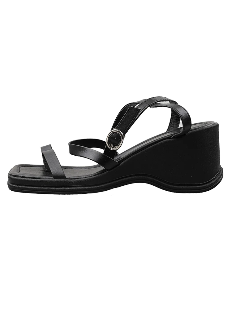 

Sandals Straps Female Shoe High Heels Clogs Wedge Espadrilles Platform 2021 Summer Gladiator Girls High-heeled Clear Lacquered