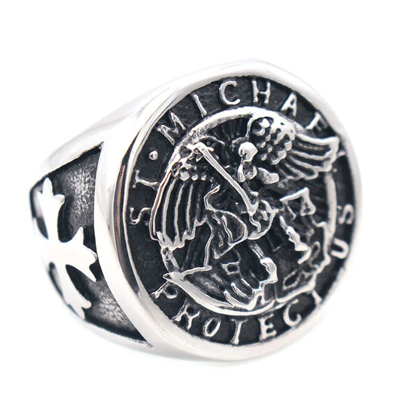 

Vintage Fashion Holy War Angel Men's Ring Knight Templar Guardian Angel Cross Casual Party Ring Jewelry