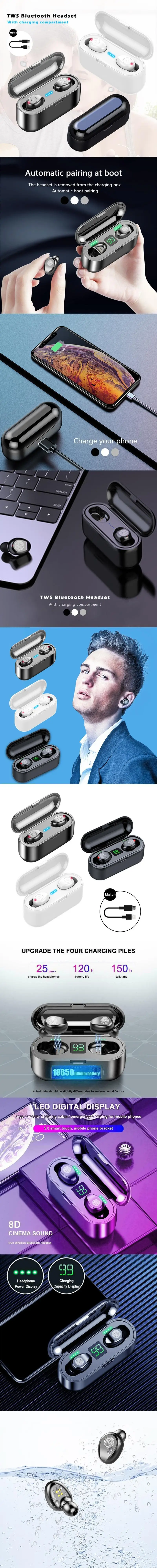 Мини Bluetooth 5,0 наушники TWS настоящие беспроводные наушники-вкладыши 3D стерео наушники гарнитура без рук спортивные наушники
